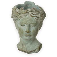 Busto de aspecto antiguo- aprox. 22 x 16 cm- macetero – gris mate – para plantas y flores – Decoración antigua…